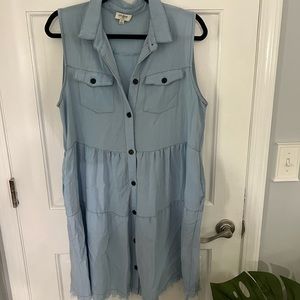 Umgee baby blue washed button up dress women’s size large